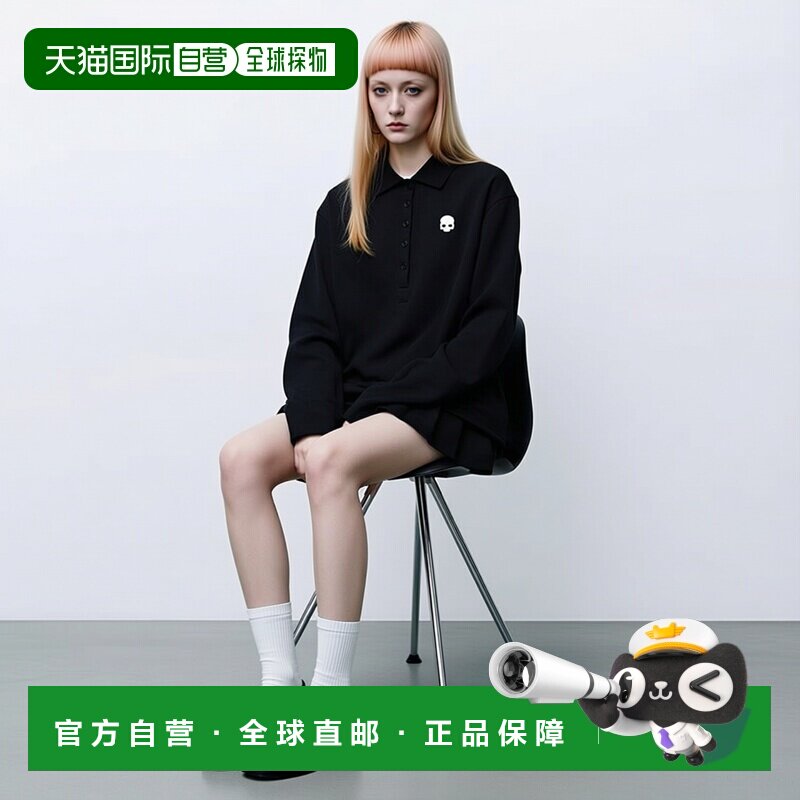 韩国直邮Hydrogen长袖衬衫男女同款黑色徽标透气舒适时尚柔软宽松
