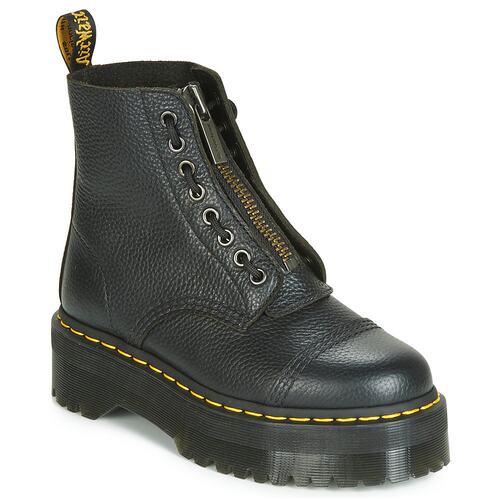欧洲直邮dr. martens 女士黑色厚底荔枝纹8孔拉链时尚休闲马丁靴