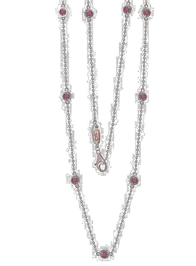 自营 Suzy Levian 粉红色蓝宝石 1.80cttw 纯银站项链 - 粉红色