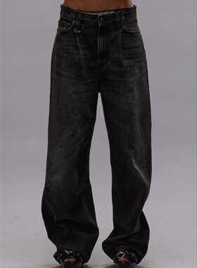 R13 女士牛仔裤 R13WD146D262C AW2024 黑色 腰带环牛仔裤