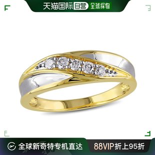 设计10.5 结婚戒指10k双色金交叉钻石时尚 B男士 美国直邮Julianna