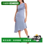 自营 美国奥莱直发 蓝色 Rene Ruiz单肩阳光褶皱鸡尾酒会连衣裙