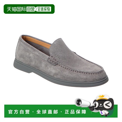 自营Hugo Boss Sienne绒面鞋-灰色 美国奥莱直发男鞋一脚蹬乐福鞋