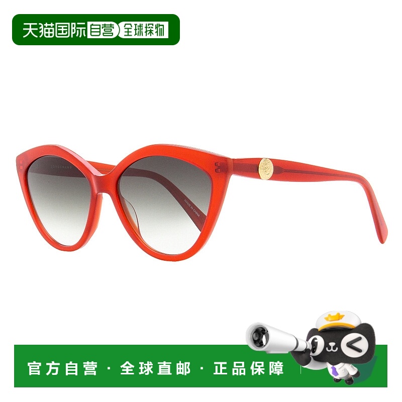 自营 Longchamp Women's Cat Eye Sunglasses LO730S 600 Red 56m