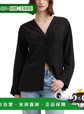 自营 Modern Citizen Flynn 紧身 V 领衬衫 - 黑色 美国奥莱直发