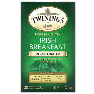 香港直邮川宁,全红茶,爱尔兰式早餐,脱因,20 茶包,1.41 盎司4