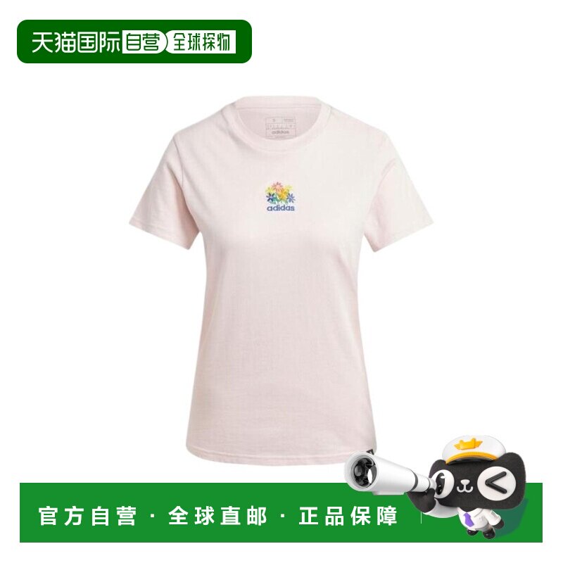日本直邮Adidas/阿迪达斯花卉刺绣圆领短袖T恤女款日版女款 IZ116