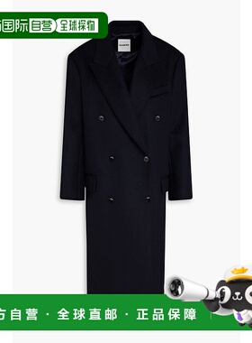 1h可退 香港直邮Sandro 女士 双排扣羊毛混纺毛毡大衣 SFPOU00678