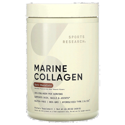 香港直邮Sports Research,海洋胶原蛋白，黑巧克力味，15.03 盎司