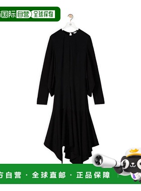 香港直邮Loewe 黑色长袖不规则下摆连衣裙 S540Y09XAK罗意威