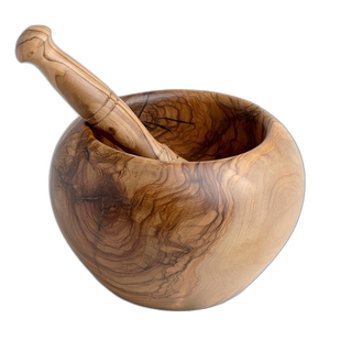 自营 Berard 手工制作橄榄木研钵和研杵套装，5 英寸 - 棕色 美国