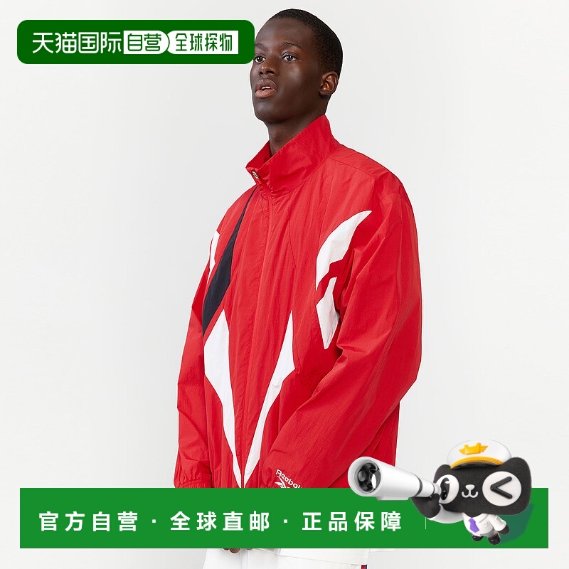 韩国直邮Reebok Vector Flash 拼接户外休闲拉链立领风衣 女款 红