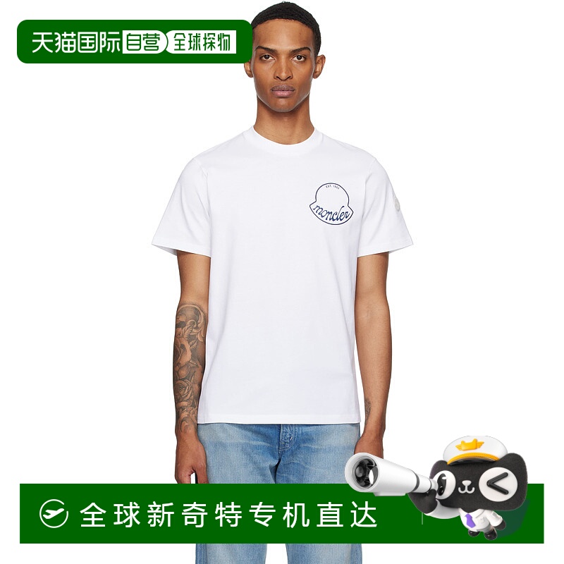 1h可退 香港直邮潮奢 Moncler 盟可睐 男士 白色 Logo Cotton T
