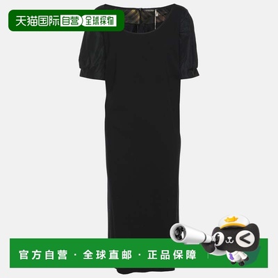 自营Marina Rinaldi Black Jersey And Nylon Short Sleeve Midi