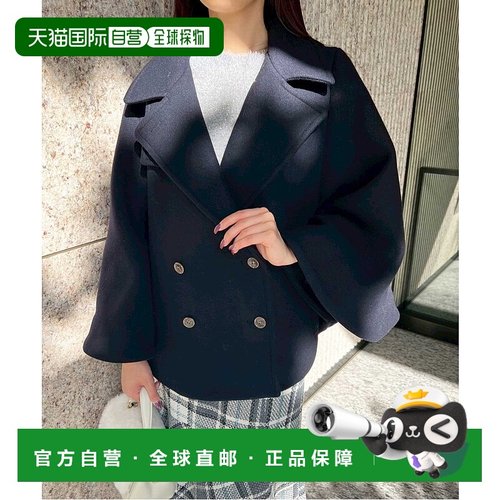 1h可退 日本直邮Noela 女装 宽松羊毛91% 中长款披肩式大衣 双排