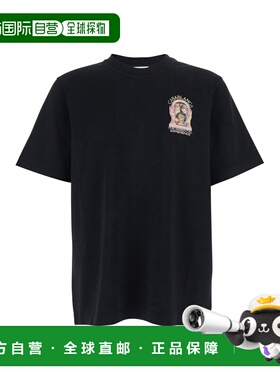 1h可退 香港直邮Casablanca 男士 Front 黑色圆领带Logo长款徽标T