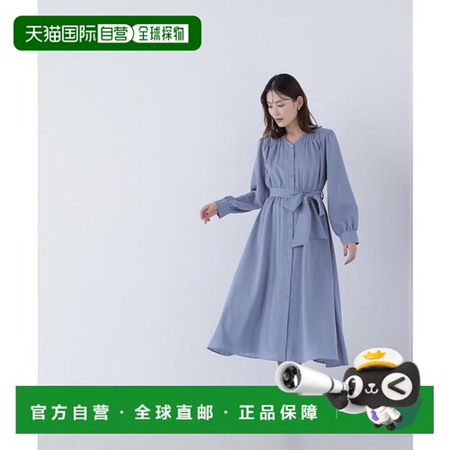 1h可退 日本直邮NATURAL BEAUTY BASIC 腰带装饰暗条纹连衣裙