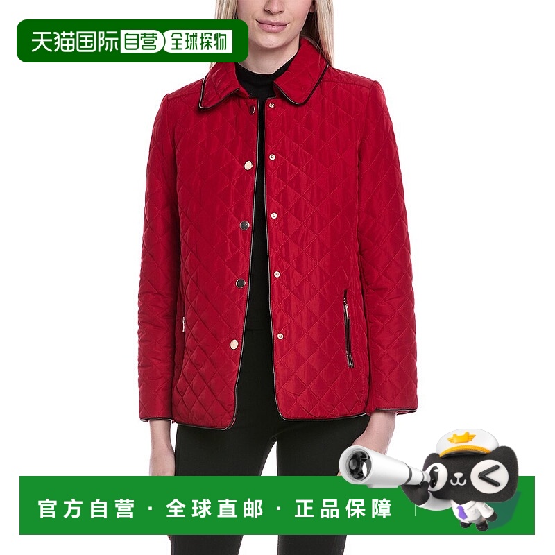 自营Jones New York Quilted Snap Front Jacket - red 美国奥莱