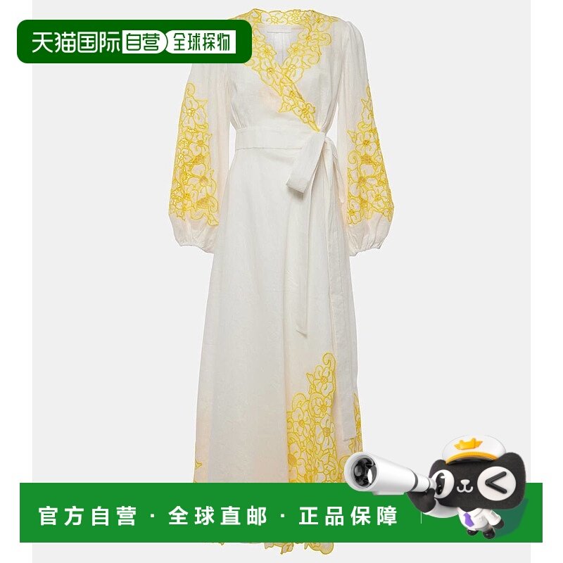1h可退 香港直邮潮奢 ZIMMERMANN 女士 金色马德拉刺绣亚麻缠绕式,女装/女士精品,连衣裙,淘宝优惠券,粉丝福利购,淘宝优惠卷