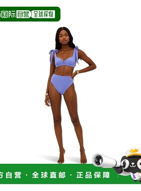 自营 Beach Riot Highway底部泳装女式Periwinkle华夫格高腰BUU79
