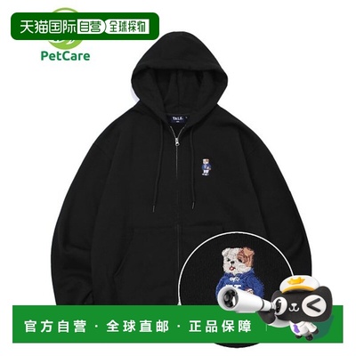 韩国直邮YALE EMBROIDERY UNIVERSITY DAN HOODIE ZIP UP BLACK连