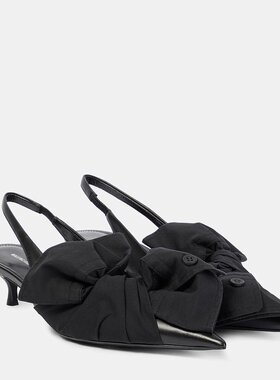 潮奢 Balenciaga 巴黎世家 女士 蝴蝶结皮质露跟浅口鞋 000895