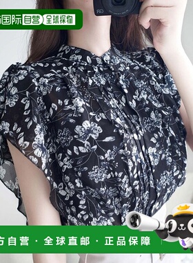 日本直邮Classical Elf 花柄双荷叶边薄纱袖喇叭衬衫 [C04519EW01
