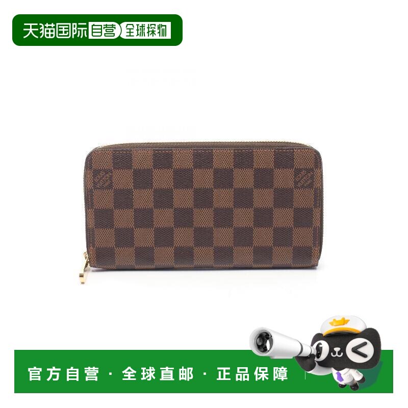 日本直邮中古LV路易威登女A级95新wallet钱包帆布长钱包棕色