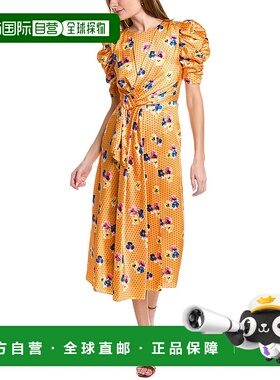 自营Carolina Herrera结Midi连衣裙-黄色 美国奥莱直发