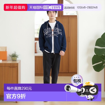 1h可退 日本直邮Reebok×NAUTICA 男装 加厚连帽衫 双拉链设计