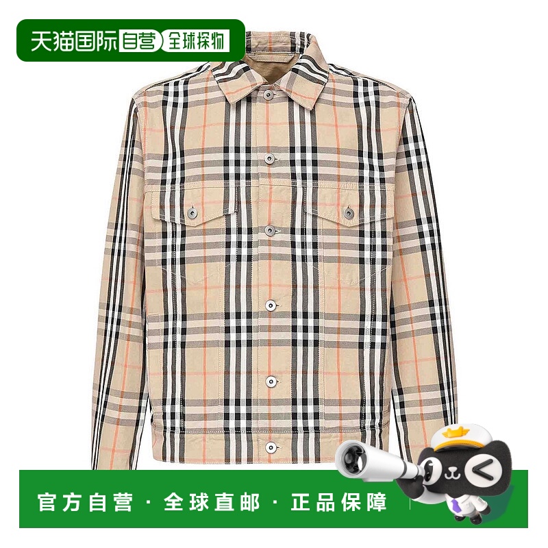 香港直邮BURBERRY 男士夹克 8097582 SS2025 黑色 Check Cotton J