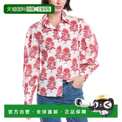 自营Ro's Garden Printed Shirt - pink 美国奥莱直发泡泡袖