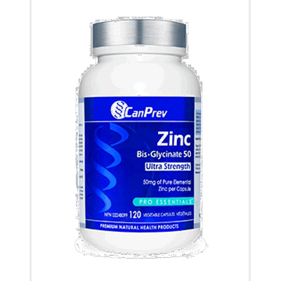 加拿大直邮CanPrev 双甘氨酸锌 50 强度（120 粒 V 胶囊）