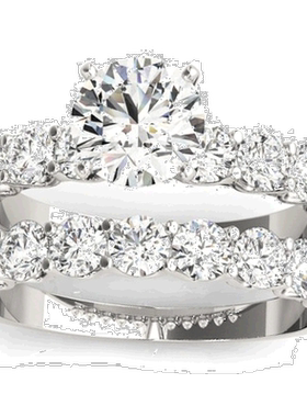 自营 pompeii32 1/2 Ct Diamond Round Cut Engagement Ring Matc