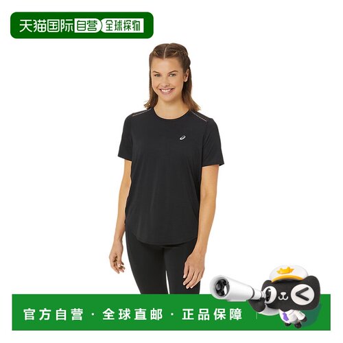 日本直邮Asics ROAD SS TOP 纯色透气logo印花短袖 T恤 女款 黑色