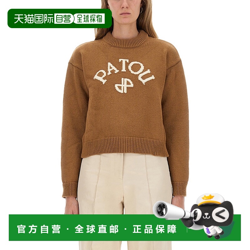 香港直邮Patou 女士 Logo Intarsia 圓領針織毛衣 KN2788064