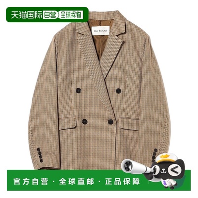 1h可退 日本直邮Ray BEAMS 女装 宽松 格纹外套 双排扣设计 适配