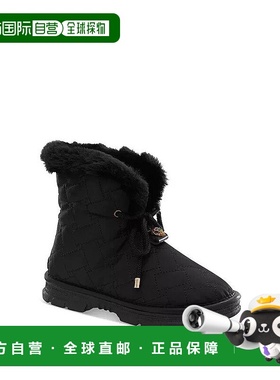 自营Kurt Geiger Orson 8488100229儿童黑色人造毛皮绗缝充气靴ZP