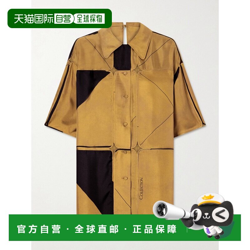 美国直邮calvin klein 女士 Elowen 拼布斜纹丝绸衬衫 VY0051544W