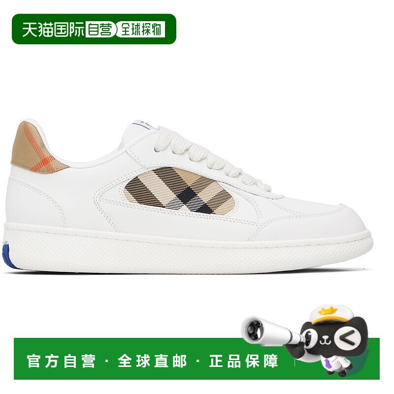香港直邮潮奢 Burberry 巴宝莉 女士 白色 Leather & Check Terra