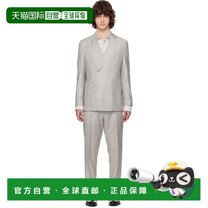 1h可退 香港直邮潮奢 BOSS 波士 男士 灰色细条纹西服套装 505573,男装,商务正装西服,淘宝优惠券,粉丝福利购,淘宝优惠卷