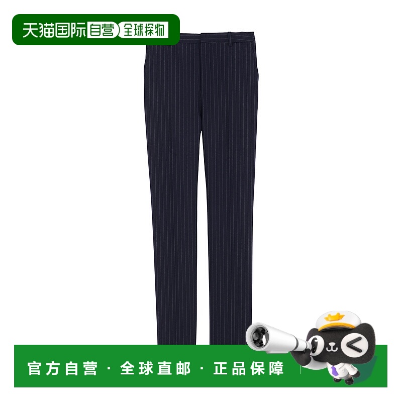 香港直邮Saint Laurent 条纹高腰羊毛休闲裤 774421Y802W