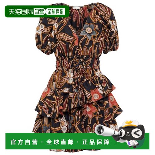 1h可退 香港直邮潮奢 ULLA JOHNSON 女士 Farah 花朵真丝迷你连衣