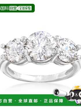 自营 14 克拉白金 Ross-Simons CZ 3 石戒指 - 白色 美国奥莱直发