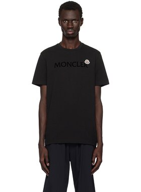 Moncler 盟可睐 男士 黑色植绒徽标 T 恤 J20918C000248390T