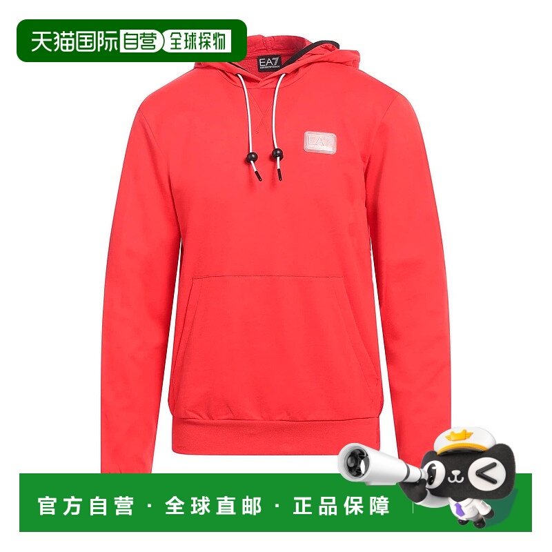 1h可退 香港直邮潮奢 Ea7 男士 连帽卫衣 red红色 舒适时尚