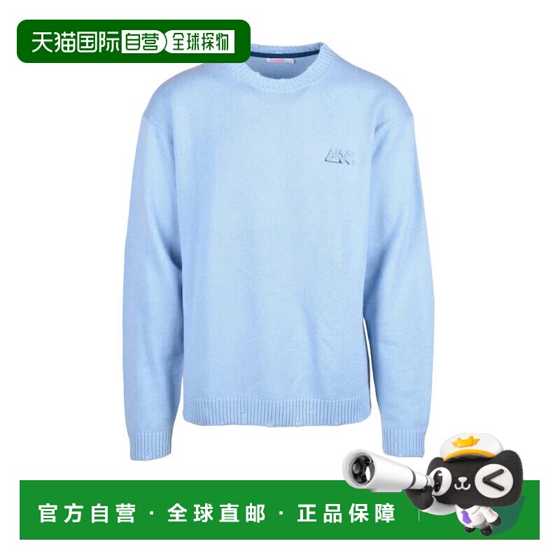 自营sun68浅蓝色美利奴羊绒圆领毛衣-蓝色 美国奥莱直发