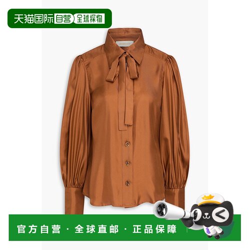 1h可退 香港直邮潮奢 ZIMMERMANN 女士 蝴蝶结斜纹丝绸衬衫 8123T