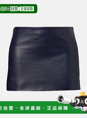 1h可退 香港直邮KHAITE 女士 Jett 皮革迷你半身裙 blue蓝色 舒适