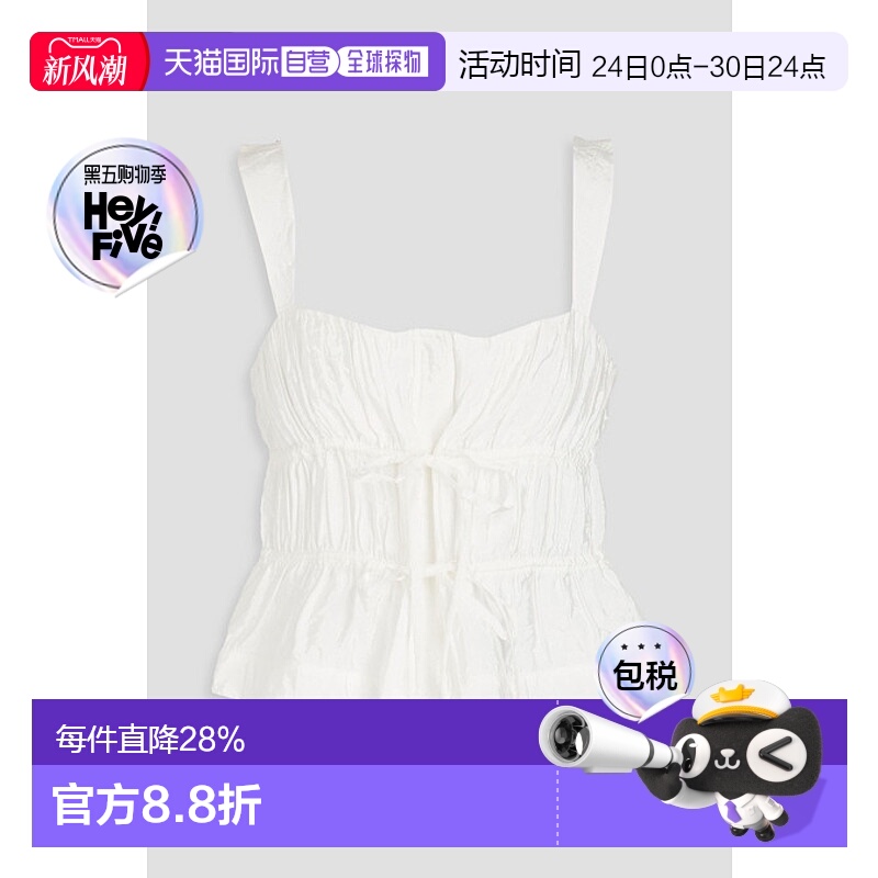 香港直邮Simkhai 女士 Abilene 蝴蝶结褶裥缎面上衣 2232054P